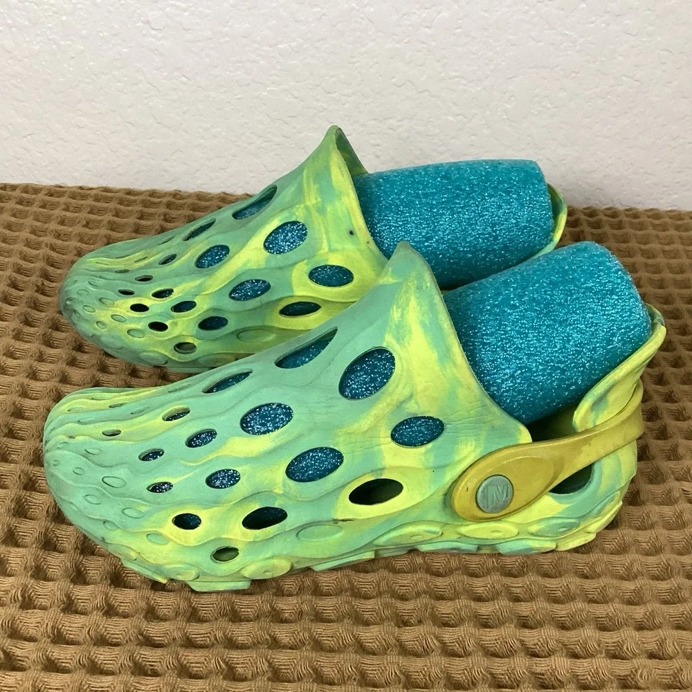 MERRELL Hydro Moc Clogs Big Kids Sz 1 Green MRS-1480-K'S Water Shoes